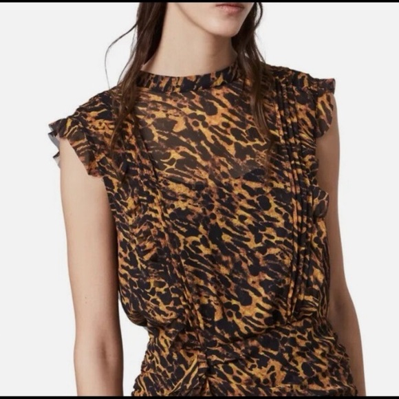 EUC AllSaints Ambient Leopard Print Hali Dress - Picture 5 of 6